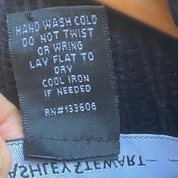 Ashley Stewart Black Faux Leather Trim Fringe Hem Knit Turtleneck Tunic/Poncho - Picture 11 of 12